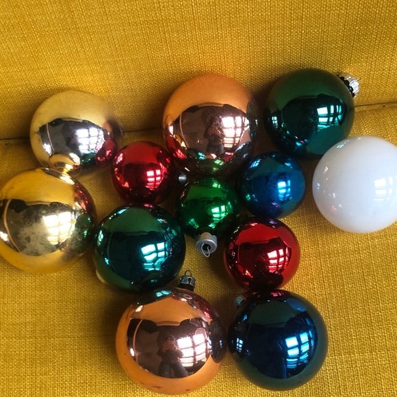 Vintage Other - Vintage Glass Bauble Festive Multicolor Christmas Ornaments Set